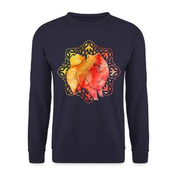Pomeranian Zwergspitz - Unisex Pullover - Navy - Vorne - Alina (178cm) & Michal (187cm)