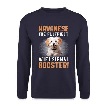 Le bichon havanais est l’amplificateur de signal wifi le plus moelleux - Sweat-shirt Unisexe - marine - Devant - Alina (178cm) & Michal (187cm)