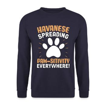Havanese Spreading Paw-sitivity everywhere! - Unisex Sweatshirt - navy - Front - Alina (178cm) & Michal (187cm)