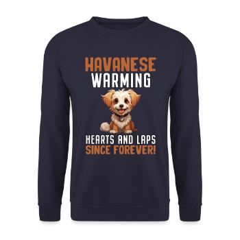 Havanese Warming Hearts and Laps since forever - Unisex Sweatshirt - navy - Front - Alina (178cm) & Michal (187cm)