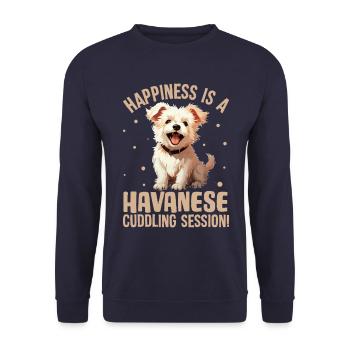 Happiness is a Havanese cuddling Session - Unisex Pullover - Navy - Vorne - Alina (178cm) & Michal (187cm)