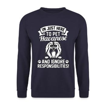 Havaneser Lustiger Spruch - Unisex Pullover - Navy - Vorne - Alina (178cm) & Michal (187cm)