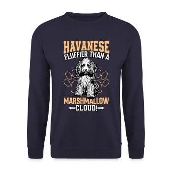 Havanese fluffier than a Marshmallow Cloud - Unisex Sweatshirt - navy - Front - Alina (178cm) & Michal (187cm)
