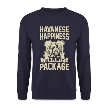 Le bonheur bichon havanais dans un emballage moelleux - Sweat-shirt Unisexe - marine - Devant - Alina (178cm) & Michal (187cm)