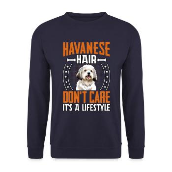 Havanese Hair don't care it's a lifestyle - Unisex Sweatshirt - navy - Front - Alina (178cm) & Michal (187cm)