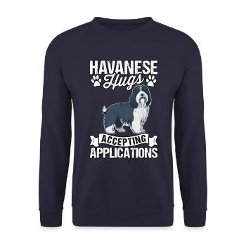 Havanese Hugs Accepting Applications - Unisex Sweatshirt - navy - Front - Alina (178cm) & Michal (187cm)