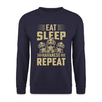 Eat Sleep Havanese Repeat - Unisex Pullover - Navy - Vorne - Alina (178cm) & Michal (187cm)