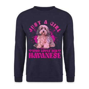 Just a Girl who loves her Havanese - Unisex Pullover - Navy - Vorne - Alina (178cm) & Michal (187cm)