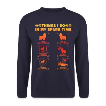 Havanese Things I do in my Spare Time - Unisex Pullover - Navy - Vorne - Alina (178cm) & Michal (187cm)