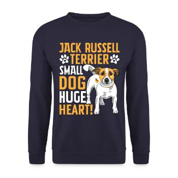 Jack Russell Terrier small dog huge heart - Unisex Pullover - Navy - Vorne - Alina (178cm) & Michal (187cm)