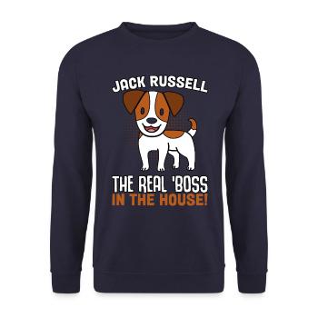 Jack Russell the real in the house - Unisex Pullover - Navy - Vorne - Alina (178cm) & Michal (187cm)