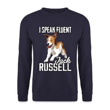 I speak fluent Jack Russell - Unisex Pullover - Navy - Vorne - Alina (178cm) & Michal (187cm)