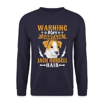 Warning may contain jack Russell Hair - Unisex Pullover - Navy - Vorne - Alina (178cm) & Michal (187cm)
