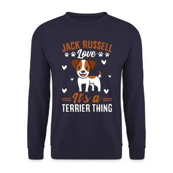 Jack Russell Love it's a Terrier Thing - Unisex Pullover - Navy - Vorne - Alina (178cm) & Michal (187cm)