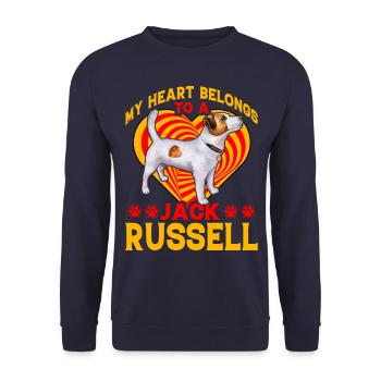 My Heart belongs to a Jack Russell - Unisex Pullover - Navy - Vorne - Alina (178cm) & Michal (187cm)