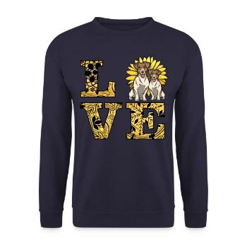 Jack Russell Amour - Sweat-shirt Unisexe - marine - Devant - Alina (178cm) & Michal (187cm)