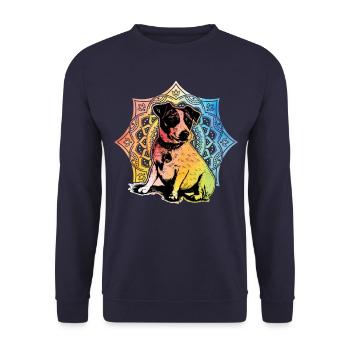 Jack Russell Retro - Unisex Pullover - Navy - Vorne - Alina (178cm) & Michal (187cm)