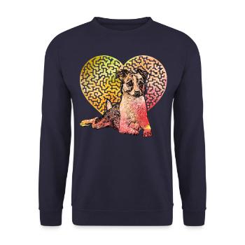 Jack Russell Terrier - Unisex Pullover - Navy - Vorne - Alina (178cm) & Michal (187cm)