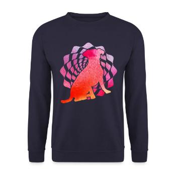 Jack Russell Terrier Retro - Unisex Pullover - Navy - Vorne - Alina (178cm) & Michal (187cm)