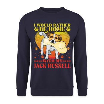 Je préfère être à la maison avec mon Jack Russell - Sweat-shirt Unisexe - marine - Devant - Alina (178cm) & Michal (187cm)