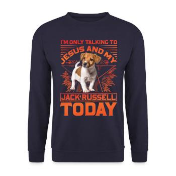 I'm only talking to Jesus and my Jack Russell - Unisex Pullover - Navy - Vorne - Alina (178cm) & Michal (187cm)