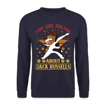 Cette fille rêve de Jack Russell - Sweat-shirt Unisexe - marine - Devant - Alina (178cm) & Michal (187cm)