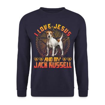 I love Jesus and my Jack Russell - Unisex Pullover - Navy - Vorne - Alina (178cm) & Michal (187cm)
