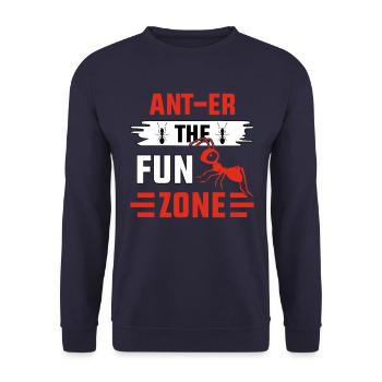 Ant-er the fun zone - Unisex Pullover - Navy - Vorne - Alina (178cm) & Michal (187cm)