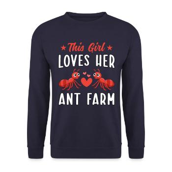This Girl loves her Ant Farm - Unisex Pullover - Navy - Vorne - Alina (178cm) & Michal (187cm)