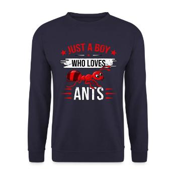 Just a boy who loves ants - Unisex Pullover - Navy - Vorne - Alina (178cm) & Michal (187cm)