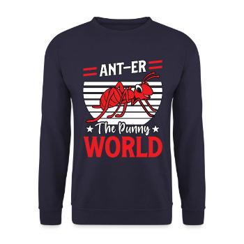Ant-euh le monde drôle - Sweat-shirt Unisexe - marine - Devant - Alina (178cm) & Michal (187cm)