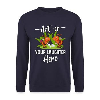 Ant-euh votre rire ici - Sweat-shirt Unisexe - marine - Devant - Alina (178cm) & Michal (187cm)