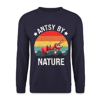 Antsy by Nature - Unisex Sweatshirt - navy - Front - Alina (178cm) & Michal (187cm)