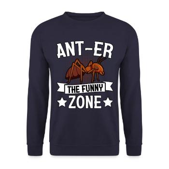 Ant-er the funny Zone - Unisex Pullover - Navy - Vorne - Alina (178cm) & Michal (187cm)