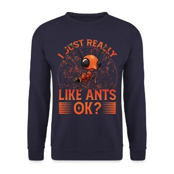 I just really like Ants ok? - Unisex Pullover - Navy - Vorne - Alina (178cm) & Michal (187cm)