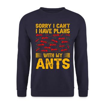 Sorry I can't I have plans with my ants - Unisex Pullover - Navy - Vorne - Alina (178cm) & Michal (187cm)