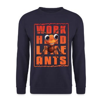 Work Hard Like Ants Ants - Unisex Sweatshirt - navy - Front - Alina (178cm) & Michal (187cm)