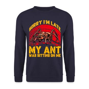Sorry I'm late my Ant was sitting on me - Unisex Pullover - Navy - Vorne - Alina (178cm) & Michal (187cm)