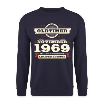 54th Birthday Vintage November Vintage 1969 - Unisex Sweatshirt - navy - Front - Alina (178cm) & Michal (187cm)