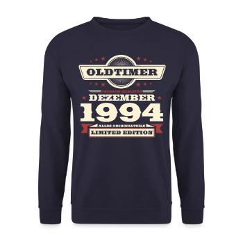 29. Geburtstag Oldtimer Dezember Jahrgang 1994 - Unisex Pullover - Navy - Vorne - Alina (178cm) & Michal (187cm)