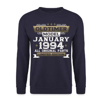 30th birthday classic car January vintage 1994 - Unisex Sweatshirt - navy - Front - Alina (178cm) & Michal (187cm)