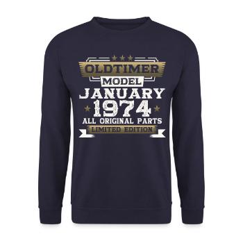 50th birthday classic car January vintage 1974 - Unisex Sweatshirt - navy - Front - Alina (178cm) & Michal (187cm)