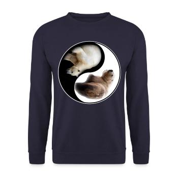 Yin Yang Bär - Unisex Pullover - Navy - Vorne - Alina (178cm) & Michal (187cm)