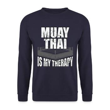 Muay Thai ist meine Therapie - Unisex Pullover - Navy - Vorne - Alina (178cm) & Michal (187cm)