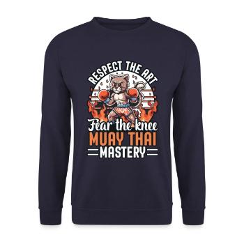 Respect the art fear the knee muay thai mastery - Unisex Sweatshirt - navy - Front - Alina (178cm) & Michal (187cm)