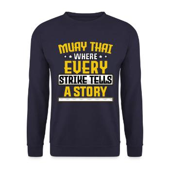 Muay Thai où chaque frappe raconte une histoire - Sweat-shirt Unisexe - marine - Devant - Alina (178cm) & Michal (187cm)
