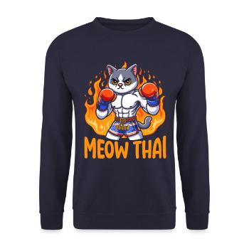 Mewo Thai Cat Funny Quote - Unisex Sweatshirt - navy - Front - Alina (178cm) & Michal (187cm)