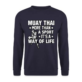 Muay Thai more than a sport it's a way of life - Unisex Sweatshirt - navy - Front - Alina (178cm) & Michal (187cm)