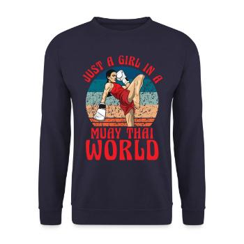 Just a Girl in a Muay Thai World - Unisex Sweatshirt - navy - Front - Alina (178cm) & Michal (187cm)
