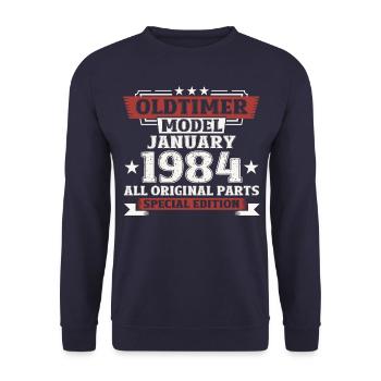 40th Birthday Vintage January Vintage 1984 - Unisex Sweatshirt - navy - Front - Alina (178cm) & Michal (187cm)